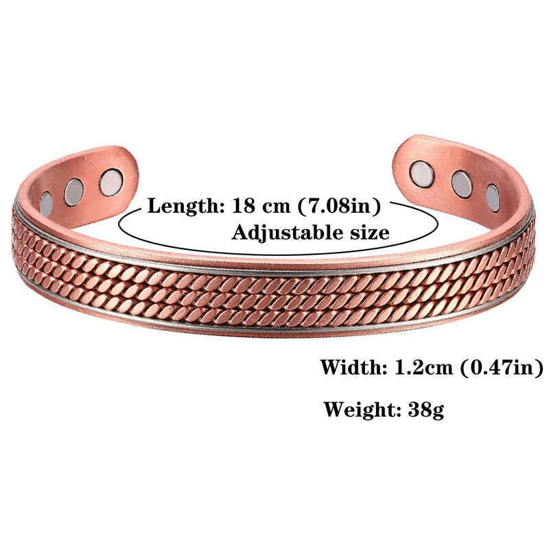 Women Tibetan Pure Copper Magnetic Healing Bracelet India Pattern Men's Spiritual Yoga Jewelry Adjustable Rope Inlay Style - KIMLUD