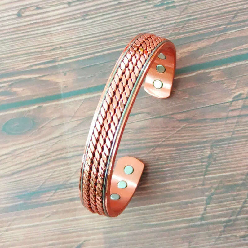 Women Tibetan Pure Copper Magnetic Healing Bracelet India Pattern Men's Spiritual Yoga Jewelry Adjustable Rope Inlay Style - KIMLUD