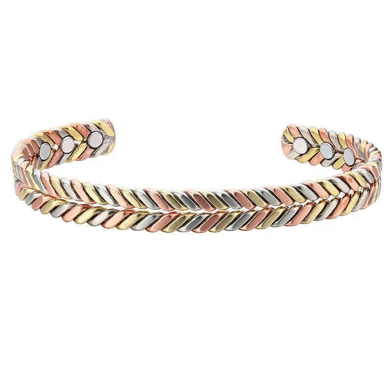 Women Tibetan Pure Copper Magnetic Healing Bracelet India Pattern Men's Spiritual Yoga Jewelry Adjustable Rope Inlay Style - KIMLUD