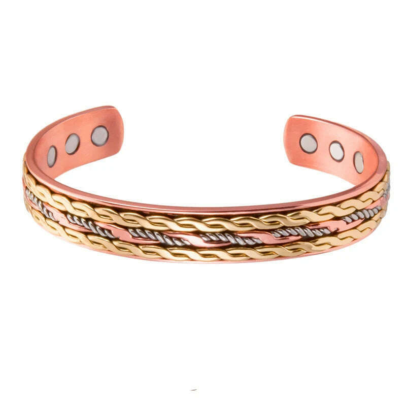 Women Tibetan Pure Copper Magnetic Healing Bracelet India Pattern Men's Spiritual Yoga Jewelry Adjustable Rope Inlay Style - KIMLUD