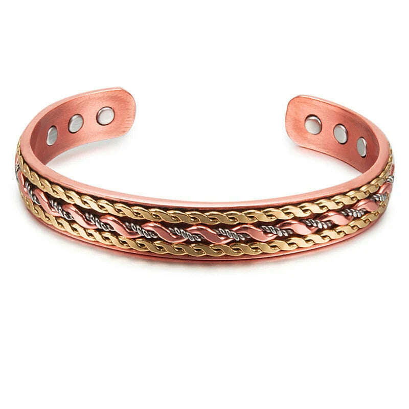 Women Tibetan Pure Copper Magnetic Healing Bracelet India Pattern Men's Spiritual Yoga Jewelry Adjustable Rope Inlay Style - KIMLUD