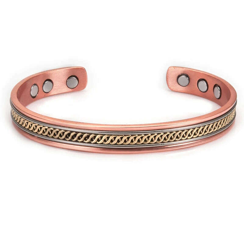 Women Tibetan Pure Copper Magnetic Healing Bracelet India Pattern Men's Spiritual Yoga Jewelry Adjustable Rope Inlay Style - KIMLUD