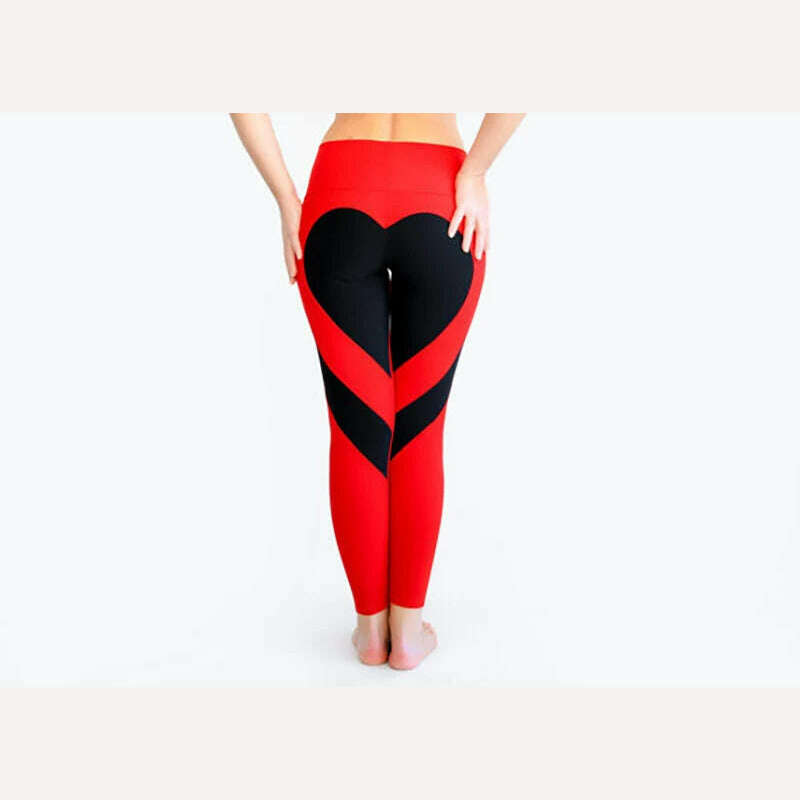 KIMLUD, Women Tight Peach Hip Love Leggings High Waist Yoga Pants New Black Red Pink Printed High Elastic Sport Milk Silk Fitness Legins, 2 / XS, KIMLUD Womens Clothes