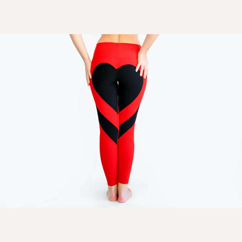 Women Tight Peach Hip Love Leggings High Waist Yoga Pants New Black Red Pink Printed High Elastic Sport Milk Silk Fitness Legins - KIMLUD