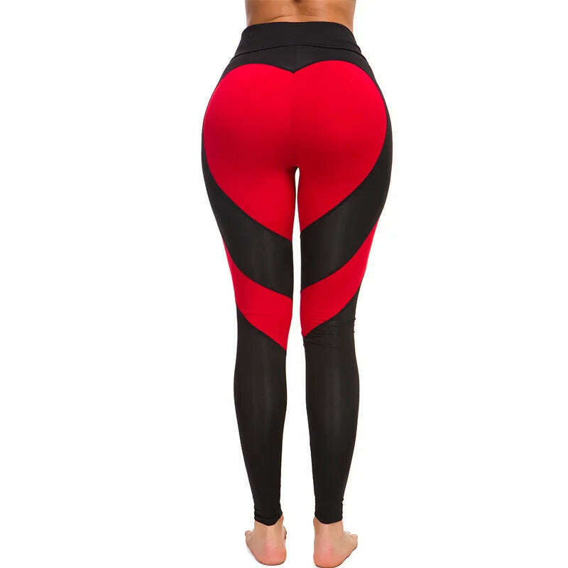 Women Tight Peach Hip Love Leggings High Waist Yoga Pants New Black Red Pink Printed High Elastic Sport Milk Silk Fitness Legins - KIMLUD
