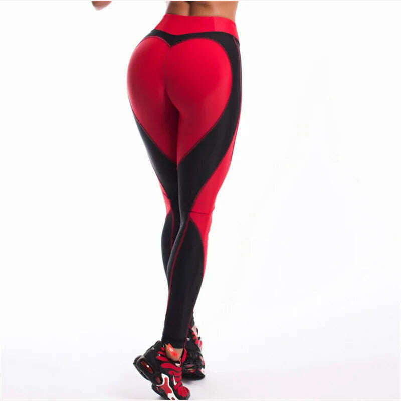 KIMLUD, Women Tight Peach Hip Love Leggings High Waist Yoga Pants New Black Red Pink Printed High Elastic Sport Milk Silk Fitness Legins, 6 / S, KIMLUD Womens Clothes