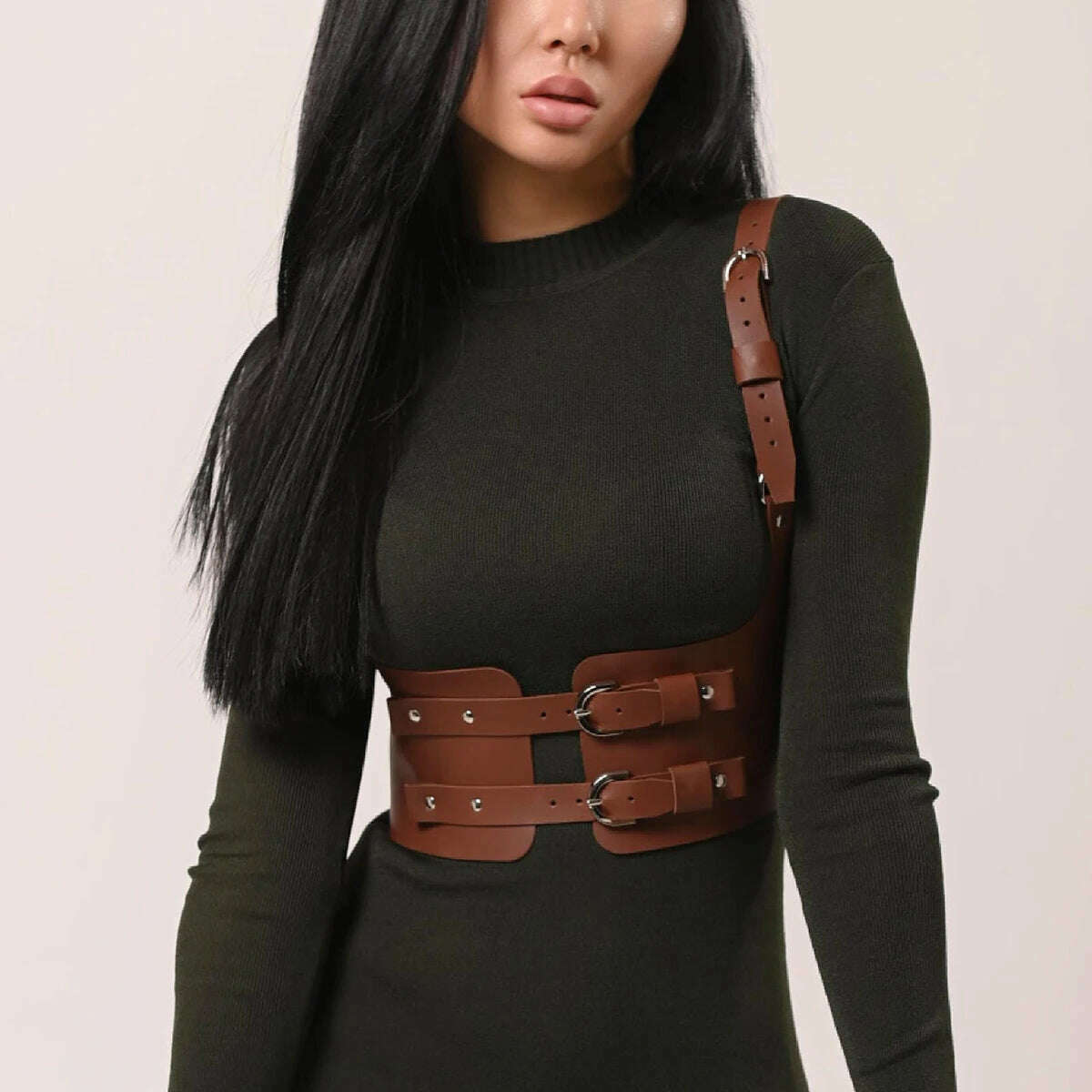 Women Trend Punk Waist Belt Decoration Female Street Style Wide Waistband corset Harness Leather Belt Gothic Clothing Accessorie - KIMLUD