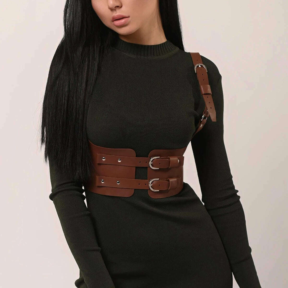 Women Trend Punk Waist Belt Decoration Female Street Style Wide Waistband corset Harness Leather Belt Gothic Clothing Accessorie - KIMLUD