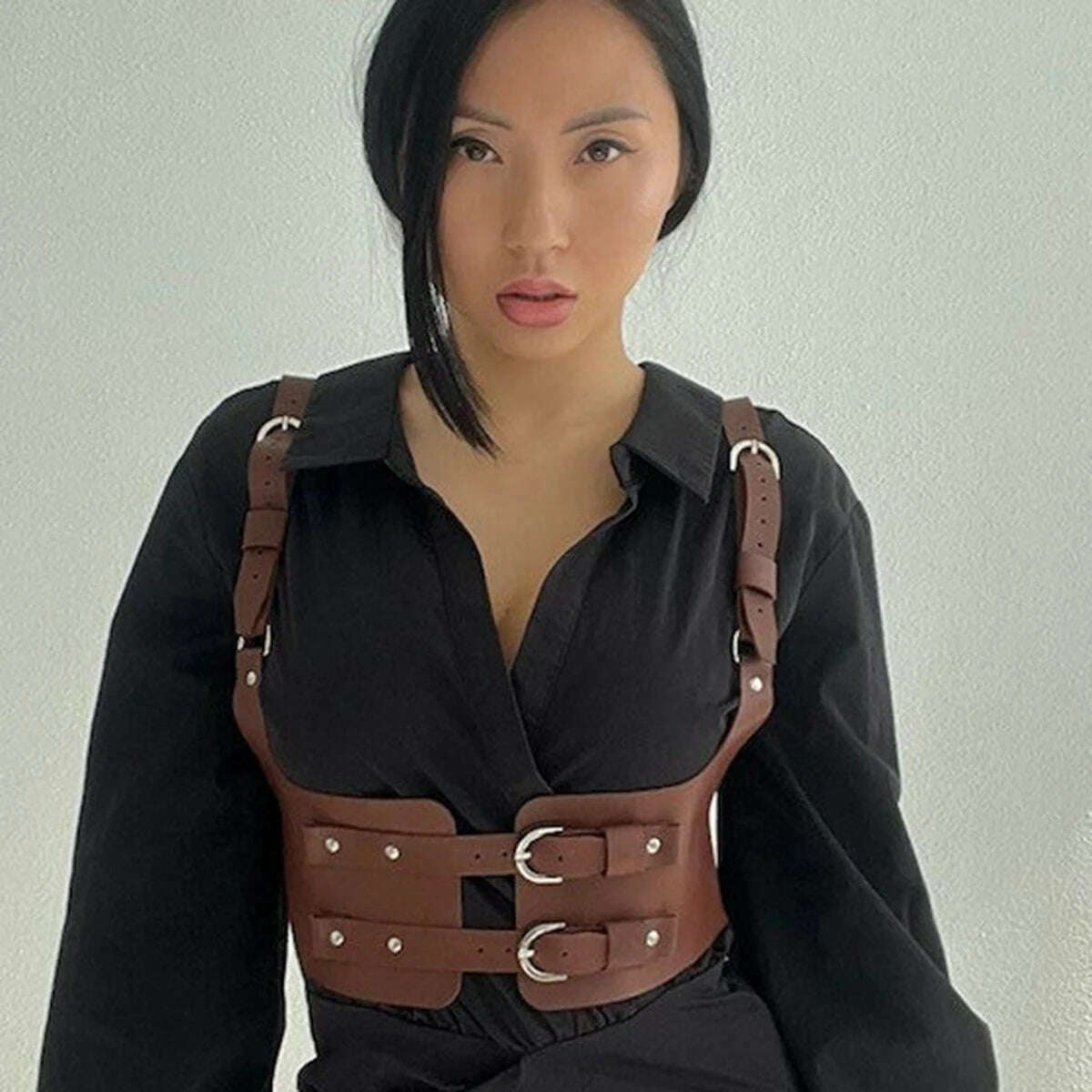 Women Trend Punk Waist Belt Decoration Female Street Style Wide Waistband corset Harness Leather Belt Gothic Clothing Accessorie - KIMLUD