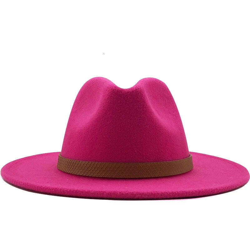 KIMLUD, Women Wide Brim Wool Felt Jazz Fedora Hats Panama Style Ladies Trilby Gambler Hat Fashion Party Cowboy Sunshade Cap, 11 / 56-58CM, KIMLUD Womens Clothes