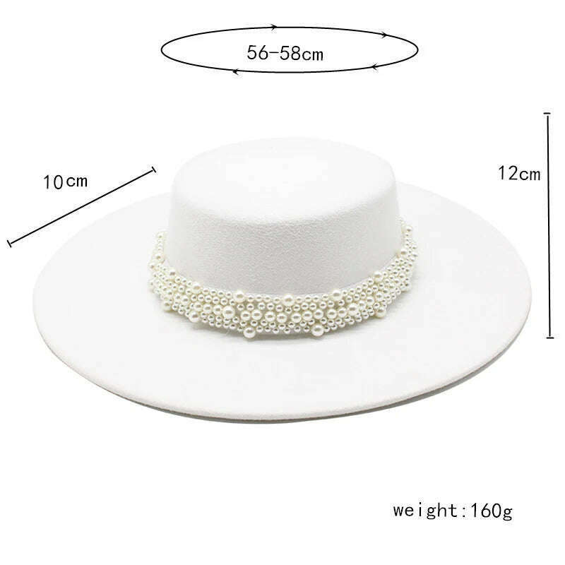 KIMLUD, Women Wool Felt Hats White 9.5cm Wide Brim Fedoras for Wedding Party Church Hats Pork Pie Fedora Hat Floppy Derby Triby Hats, KIMLUD Womens Clothes