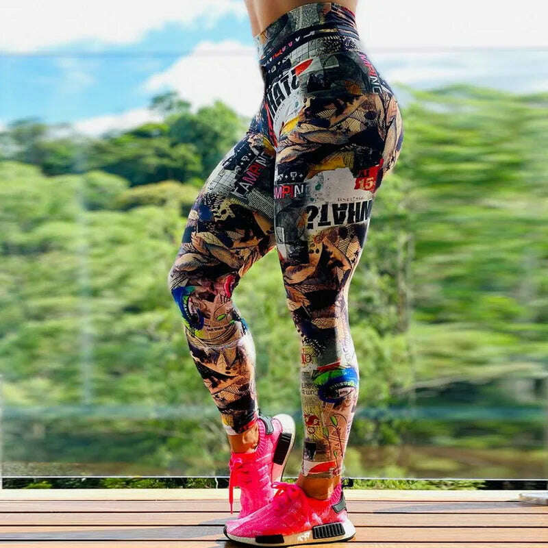 KIMLUD, Women Yoga Sport Leggins Gym Training Weave Printed Leggings High Waist Elastic Yoga Pants Fitness Joggings Running Femme, What zui / L, KIMLUD Womens Clothes