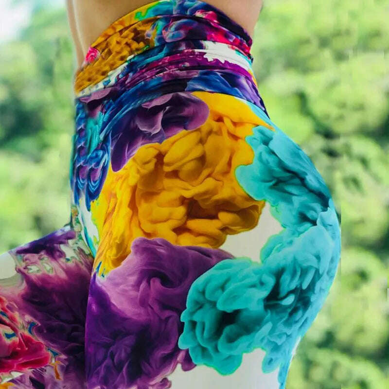KIMLUD, Women Yoga Sports Pants Push Up Pencil Pants Workout Water Droplets Leggings Fitness Print Gym Leggings Elastic Slim Pants Tight, 461 / S / China, KIMLUD Womens Clothes
