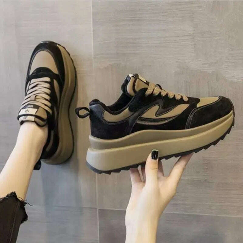 KIMLUD, Women&#39;s Shoes Fashion Thick Sole Casual Shoes Womens Sneakers Versatile Fashion Platform Sneakers Flat Walking Footwear, KIMLUD Womens Clothes