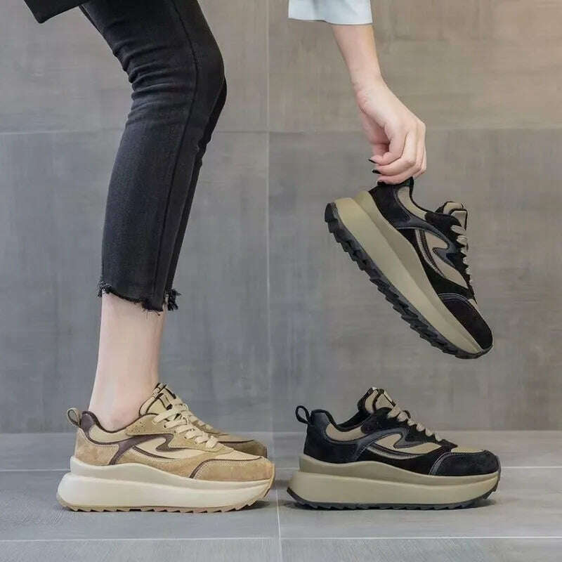 KIMLUD, Women&#39;s Shoes Fashion Thick Sole Casual Shoes Womens Sneakers Versatile Fashion Platform Sneakers Flat Walking Footwear, KIMLUD Womens Clothes