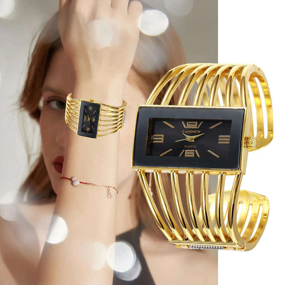 KIMLUD, Women&#39;s Watches New Luxury Bangle Steel Bracelet Fashion Rectangle Small Dial Ladies Quartz Wristwatches Clock Relogio Feminino, KIMLUD Women's Clothes