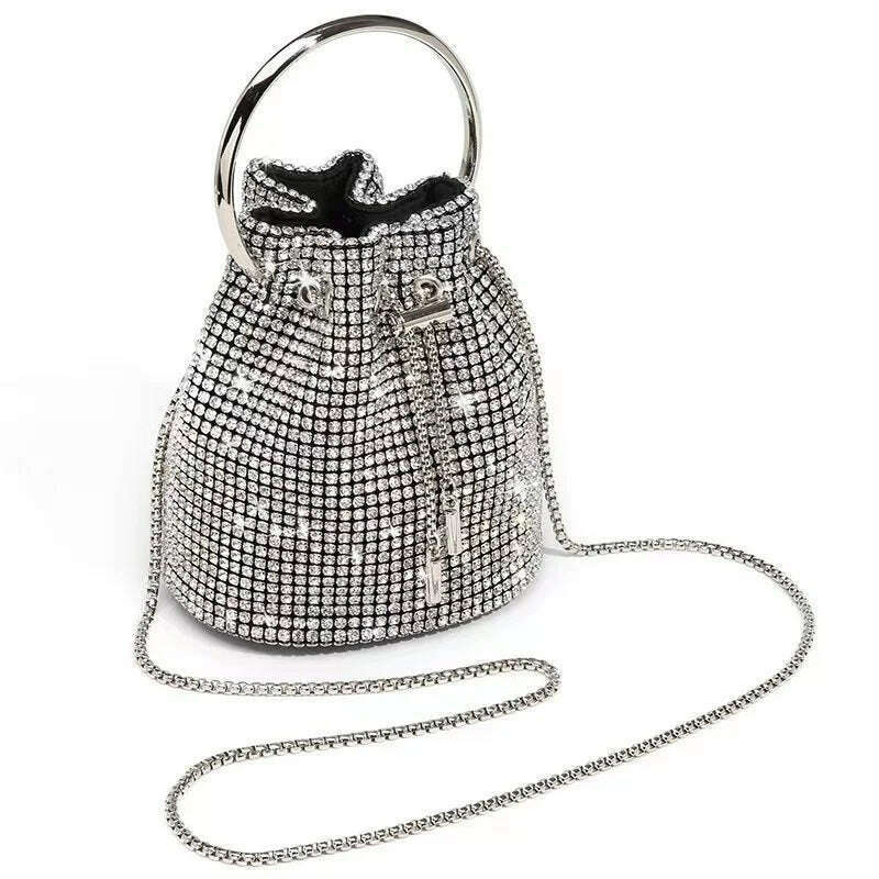 KIMLUD, Women's bag 2023 a w bucket bags Women's inlaid diamond bag Fashion dinner women luxury single shoulder designer handbags, KIMLUD Womens Clothes