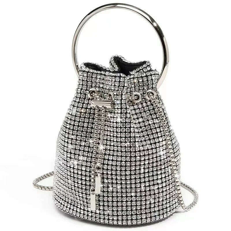 KIMLUD, Women's bag 2023 a w bucket bags Women's inlaid diamond bag Fashion dinner women luxury single shoulder designer handbags, KIMLUD Womens Clothes