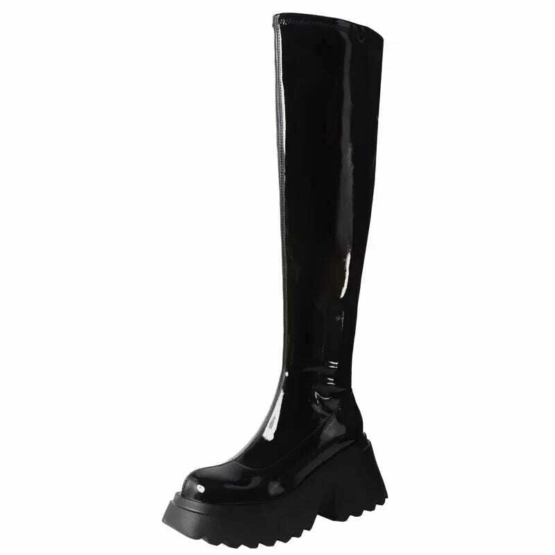 KIMLUD, Women's Boots 2022 New Knee High Boots Thick High-heeled Platform Autumn Winter /knee High Boots/medium Boots/short Boots, KIMLUD Women's Clothes
