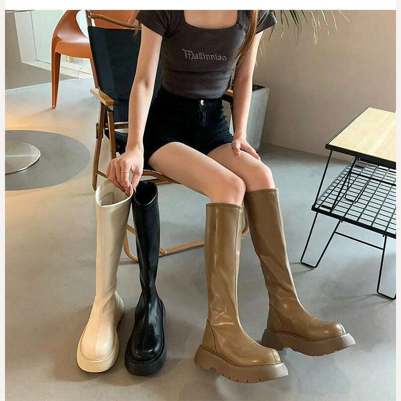 KIMLUD, Womens Boots Autumn New Fashion Short Boots Handsome But Knee Boots Three Length Options Woman Shoes, KIMLUD Womens Clothes