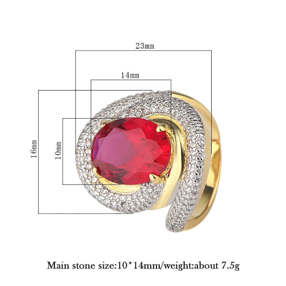 KIMLUD, Women's Charms 10*14mm Ruby Emerald Amethyst Ring Wedding Bands Vintage Gemstone Party Fine Jewelry Anniversary Gift Accessories, KIMLUD Womens Clothes