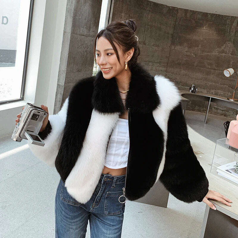 KIMLUD, Women's fall winter Warm Natural Fox Fur Coat top quality Luxury Fashion natural fur jackets Wholesale  AN12, KIMLUD Womens Clothes