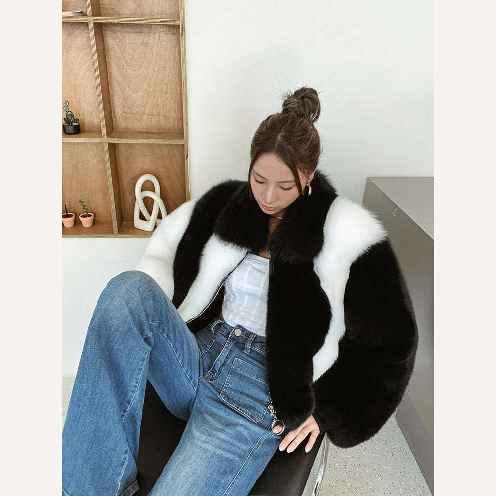 KIMLUD, Women's fall winter Warm Natural Fox Fur Coat top quality Luxury Fashion natural fur jackets Wholesale  AN12, KIMLUD Womens Clothes