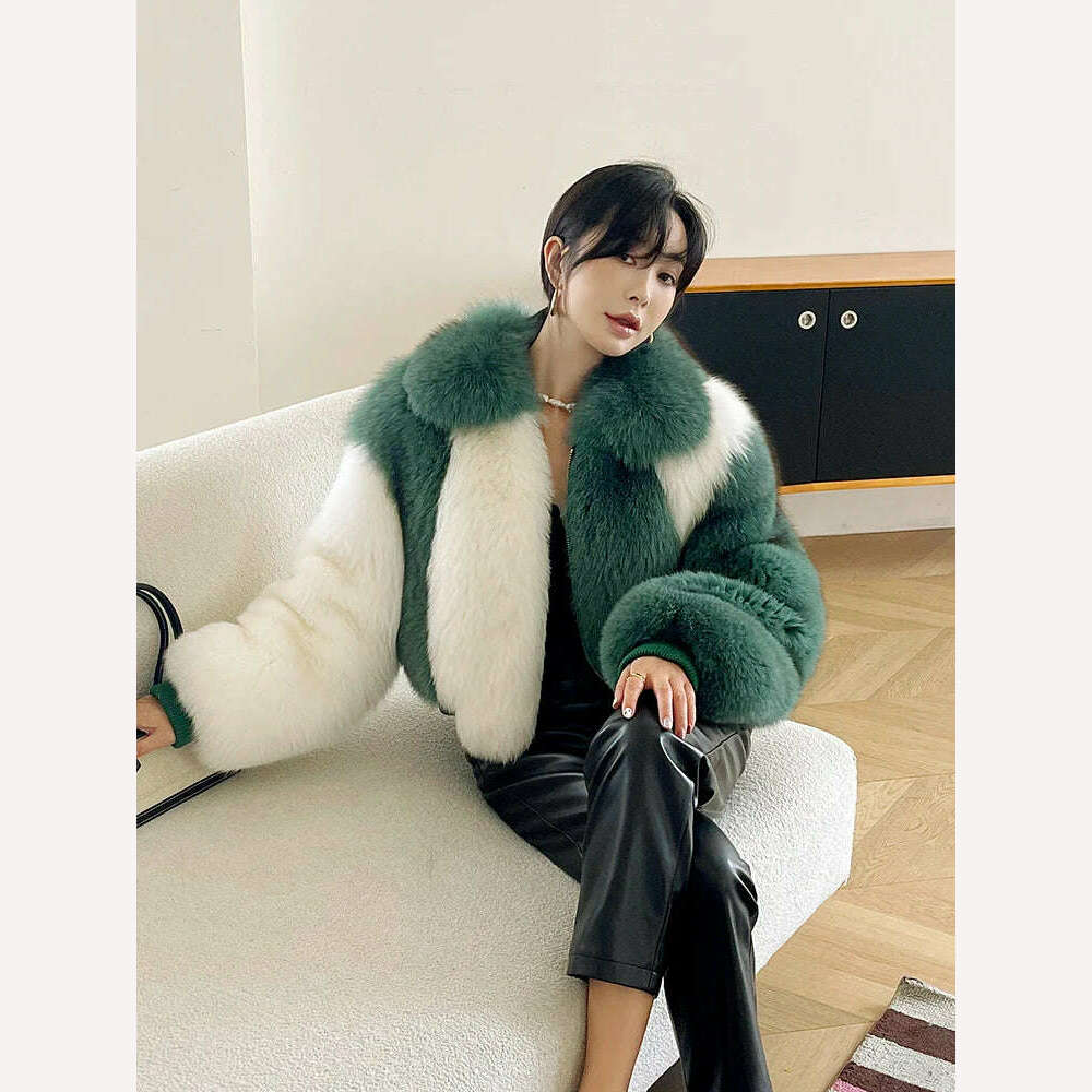 KIMLUD, Women's fall winter Warm Natural Fox Fur Coat top quality Luxury Fashion natural fur jackets Wholesale  AN12, KIMLUD Womens Clothes