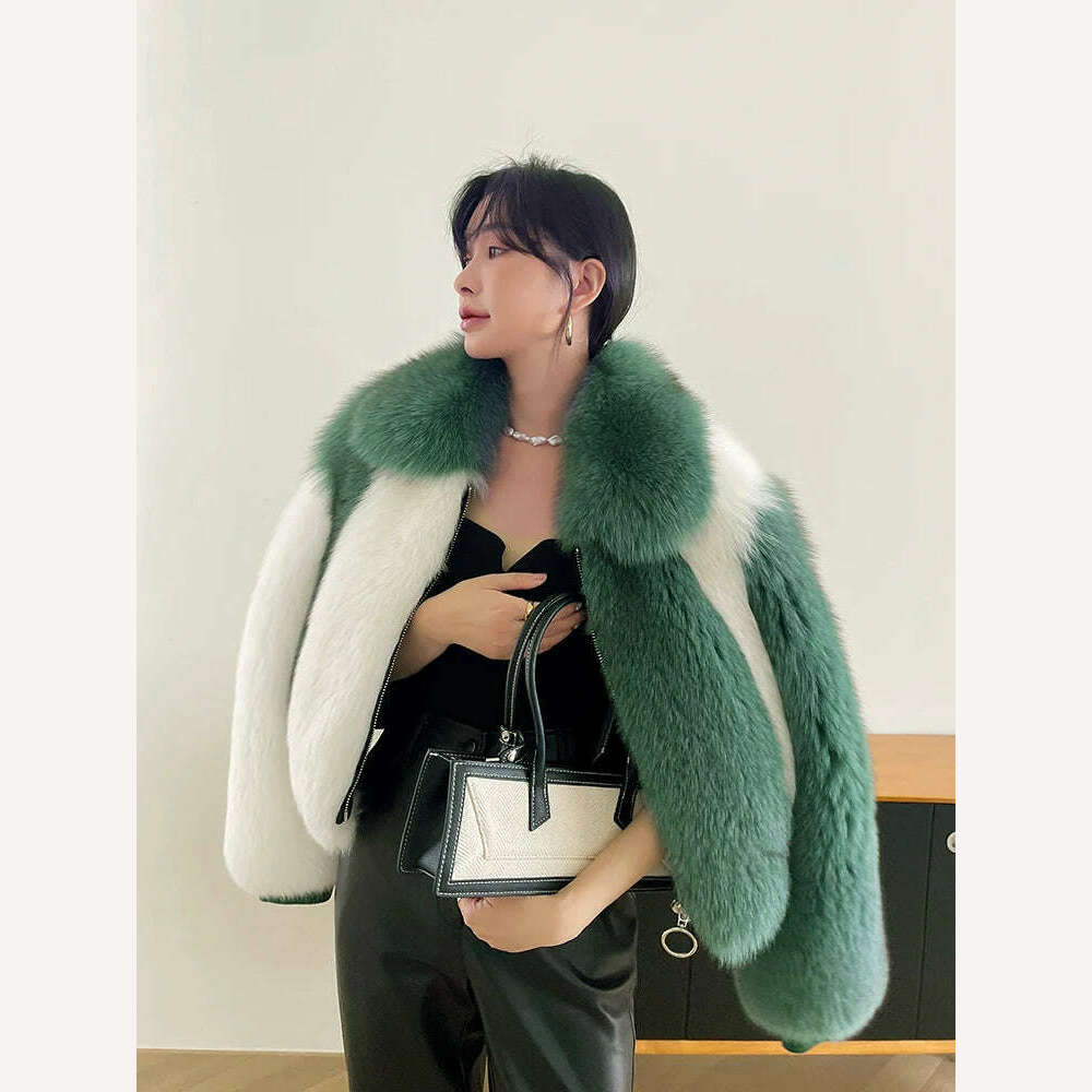 KIMLUD, Women's fall winter Warm Natural Fox Fur Coat top quality Luxury Fashion natural fur jackets Wholesale  AN12, KIMLUD Womens Clothes