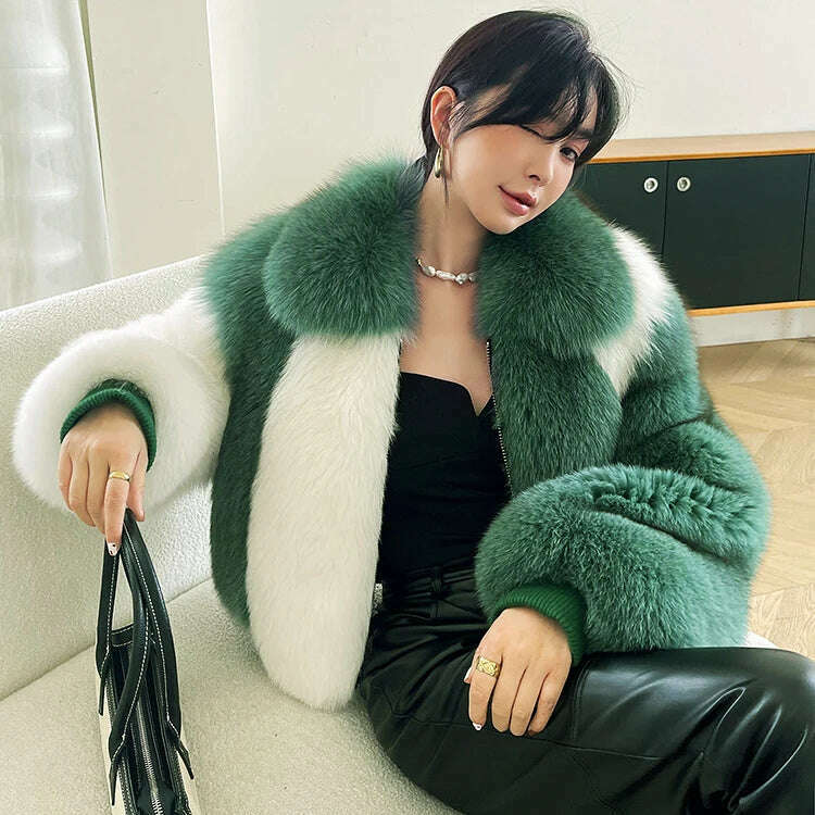 KIMLUD, Women's fall winter Warm Natural Fox Fur Coat top quality Luxury Fashion natural fur jackets Wholesale  AN12, KIMLUD Womens Clothes