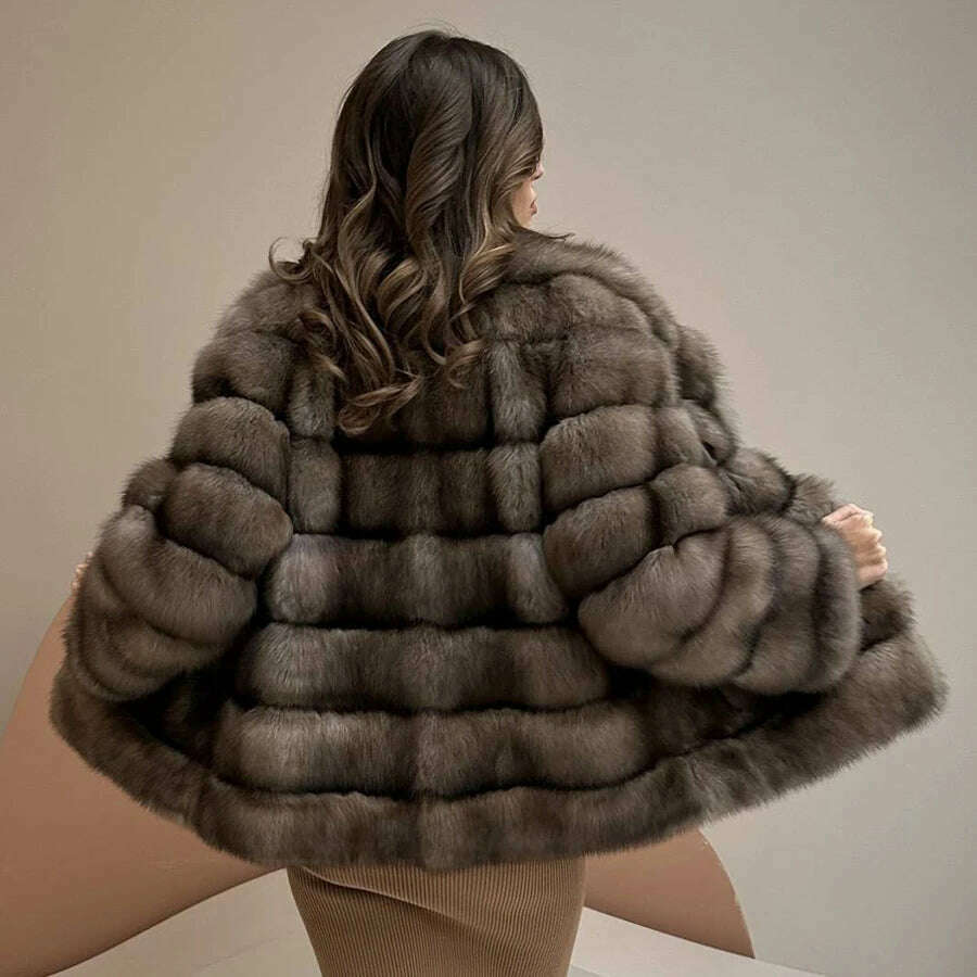 KIMLUD, Women's Fur Coat Real Fox Fur Coat Women Warm Best Selling Women Fur Jacket With Lapel Winter Natural Fur Coats, KIMLUD Womens Clothes