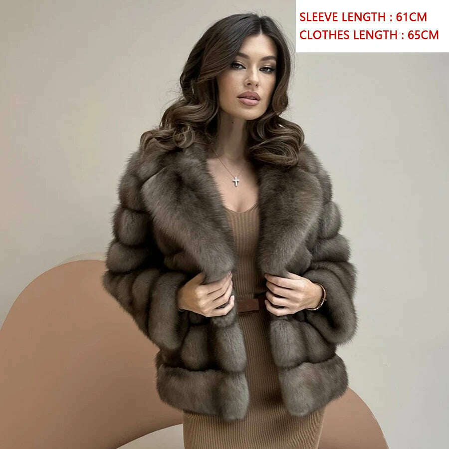 KIMLUD, Women's Fur Coat Real Fox Fur Coat Women Warm Best Selling Women Fur Jacket With Lapel Winter Natural Fur Coats, 1 / XS-BUST-90CM, KIMLUD Womens Clothes