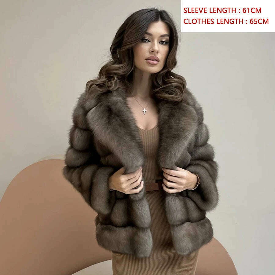 KIMLUD, Women's Fur Coat Real Fox Fur Coat Women Warm Best Selling Women Fur Jacket With Lapel Winter Natural Fur Coats, 1 / XS-BUST-90CM, KIMLUD APPAREL - Womens Clothes