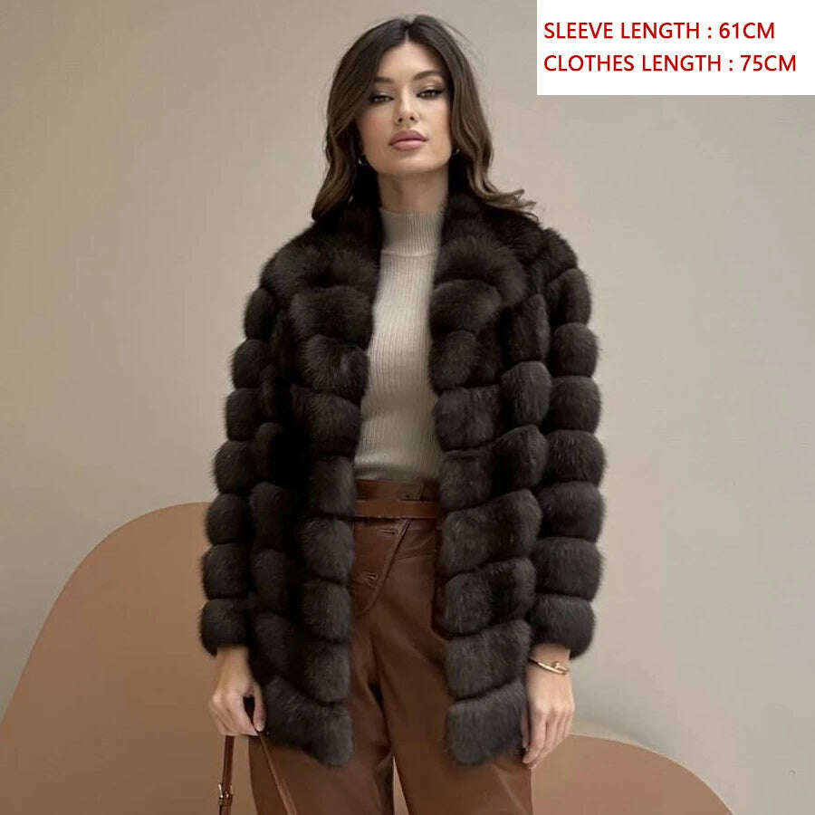 KIMLUD, Women's Fur Coat Real Fox Fur Coat Women Warm Best Selling Women Fur Jacket With Lapel Winter Natural Fur Coats, 2 / XS-BUST-90CM, KIMLUD Womens Clothes