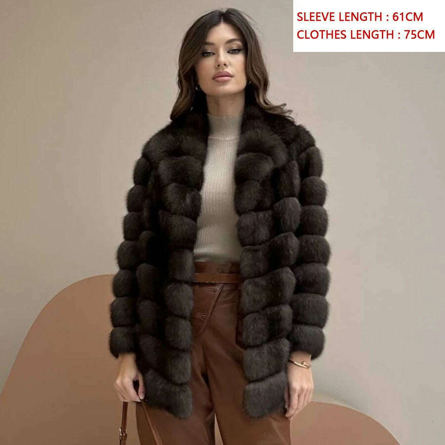KIMLUD, Women's Fur Coat Real Fox Fur Coat Women Warm Best Selling Women Fur Jacket With Lapel Winter Natural Fur Coats, 2 / XS-BUST-90CM, KIMLUD APPAREL - Womens Clothes