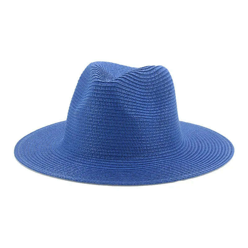 KIMLUD, Women's Hat Hats for Women Summer Straw Sun Hats Men's Caps Sun Protection Beach Summer Women Men Panama Straw Hat Gorras Hombre, Blue / 56-58cm(adults), KIMLUD Womens Clothes