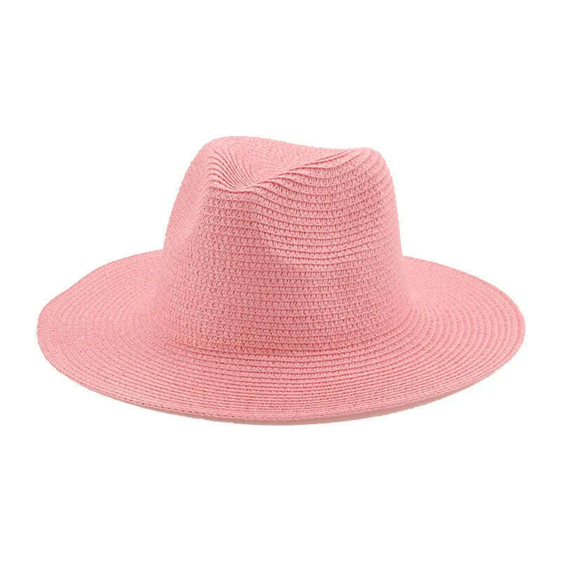 KIMLUD, Women's Hat Hats for Women Summer Straw Sun Hats Men's Caps Sun Protection Beach Summer Women Men Panama Straw Hat Gorras Hombre, Pink / 56-58cm(adults), KIMLUD Womens Clothes