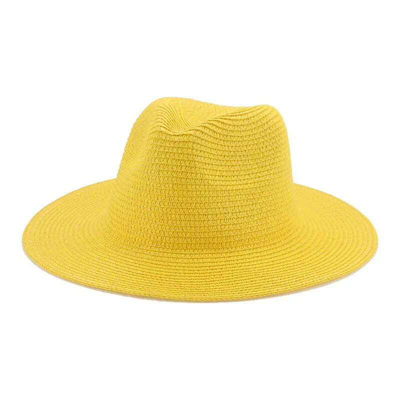 KIMLUD, Women's Hat Hats for Women Summer Straw Sun Hats Men's Caps Sun Protection Beach Summer Women Men Panama Straw Hat Gorras Hombre, Yellow / 56-58cm(adults), KIMLUD Womens Clothes