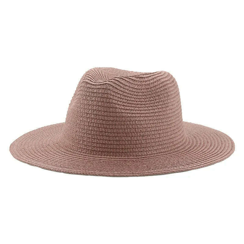 KIMLUD, Women's Hat Hats for Women Summer Straw Sun Hats Men's Caps Sun Protection Beach Summer Women Men Panama Straw Hat Gorras Hombre, Bean paste / 56-58cm(adults), KIMLUD Womens Clothes