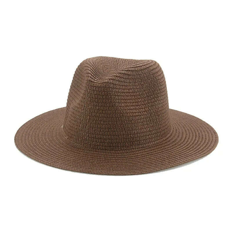 KIMLUD, Women's Hat Hats for Women Summer Straw Sun Hats Men's Caps Sun Protection Beach Summer Women Men Panama Straw Hat Gorras Hombre, Coffee / 56-58cm(adults), KIMLUD Womens Clothes