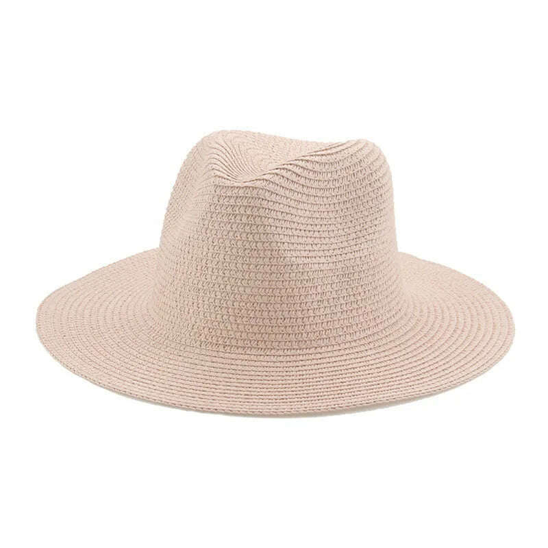 KIMLUD, Women's Hat Hats for Women Summer Straw Sun Hats Men's Caps Sun Protection Beach Summer Women Men Panama Straw Hat Gorras Hombre, Fresh pink / 56-58cm(adults), KIMLUD Womens Clothes