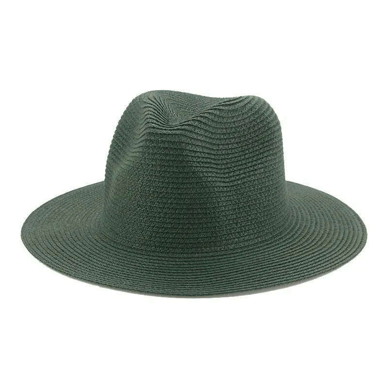 KIMLUD, Women's Hat Hats for Women Summer Straw Sun Hats Men's Caps Sun Protection Beach Summer Women Men Panama Straw Hat Gorras Hombre, Army green / 56-58cm(adults), KIMLUD Womens Clothes