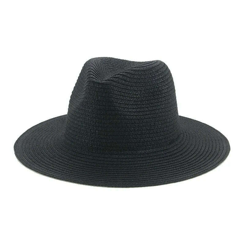 KIMLUD, Women's Hat Hats for Women Summer Straw Sun Hats Men's Caps Sun Protection Beach Summer Women Men Panama Straw Hat Gorras Hombre, Black / 56-58cm(adults), KIMLUD Womens Clothes