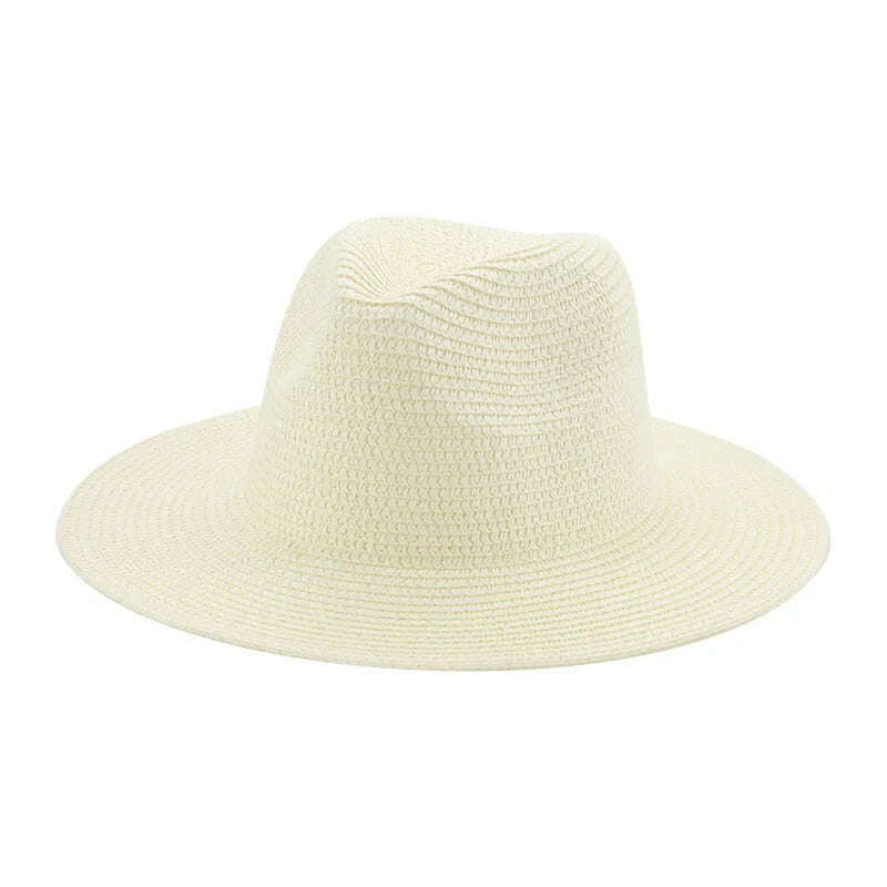 KIMLUD, Women's Hat Hats for Women Summer Straw Sun Hats Men's Caps Sun Protection Beach Summer Women Men Panama Straw Hat Gorras Hombre, Milk white / 56-58cm(adults), KIMLUD Womens Clothes