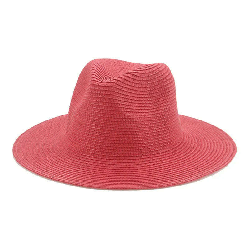KIMLUD, Women's Hat Hats for Women Summer Straw Sun Hats Men's Caps Sun Protection Beach Summer Women Men Panama Straw Hat Gorras Hombre, Red / 56-58cm(adults), KIMLUD Womens Clothes