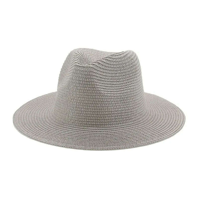 KIMLUD, Women's Hat Hats for Women Summer Straw Sun Hats Men's Caps Sun Protection Beach Summer Women Men Panama Straw Hat Gorras Hombre, Grey / 56-58cm(adults), KIMLUD Womens Clothes