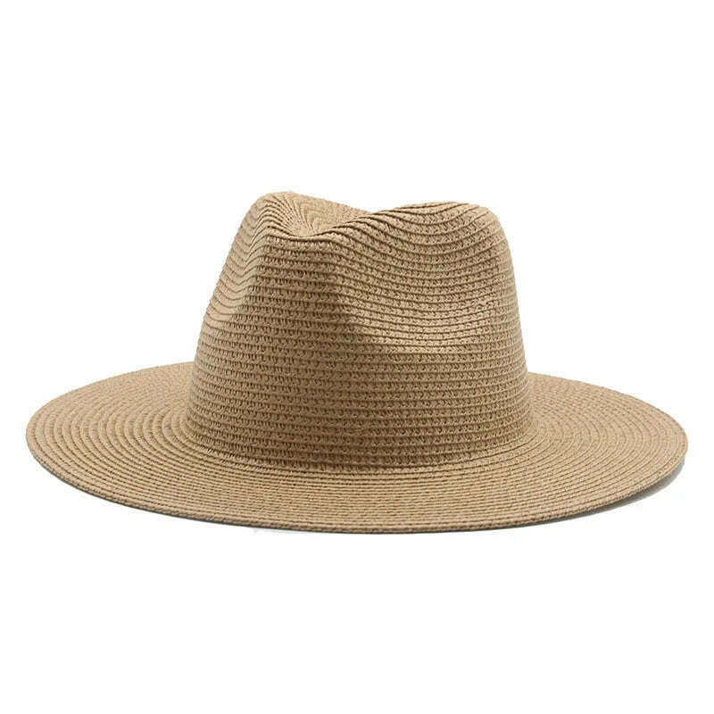 KIMLUD, Women's Hat Hats for Women Summer Straw Sun Hats Men's Caps Sun Protection Beach Summer Women Men Panama Straw Hat Gorras Hombre, Khaki / 56-58cm(adults), KIMLUD Womens Clothes