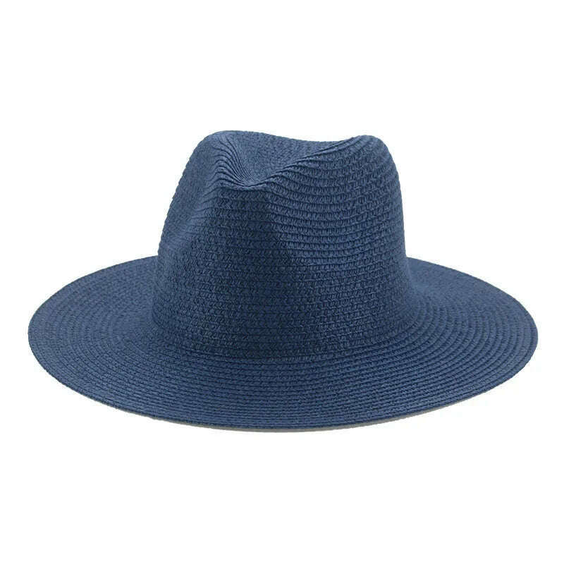 KIMLUD, Women's Hat Hats for Women Summer Straw Sun Hats Men's Caps Sun Protection Beach Summer Women Men Panama Straw Hat Gorras Hombre, Navy / 56-58cm(adults), KIMLUD Womens Clothes