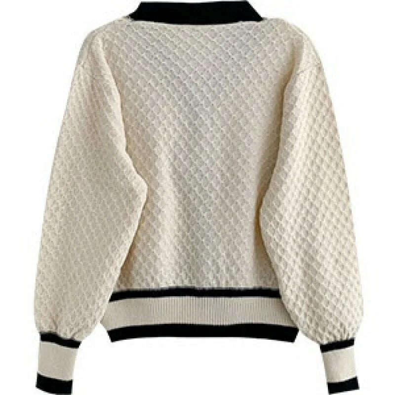 Women's Korean Fashion New Korean Loose Long-sleeved Knit Sweater Cardigans Outwear Coat - KIMLUD