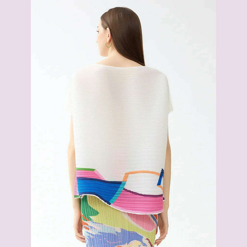 KIMLUD, Women's Long-Sleeved T-Shirt Casual Loose Style Round Neck Color Block Printed Top for Spring 2024, KIMLUD Womens Clothes